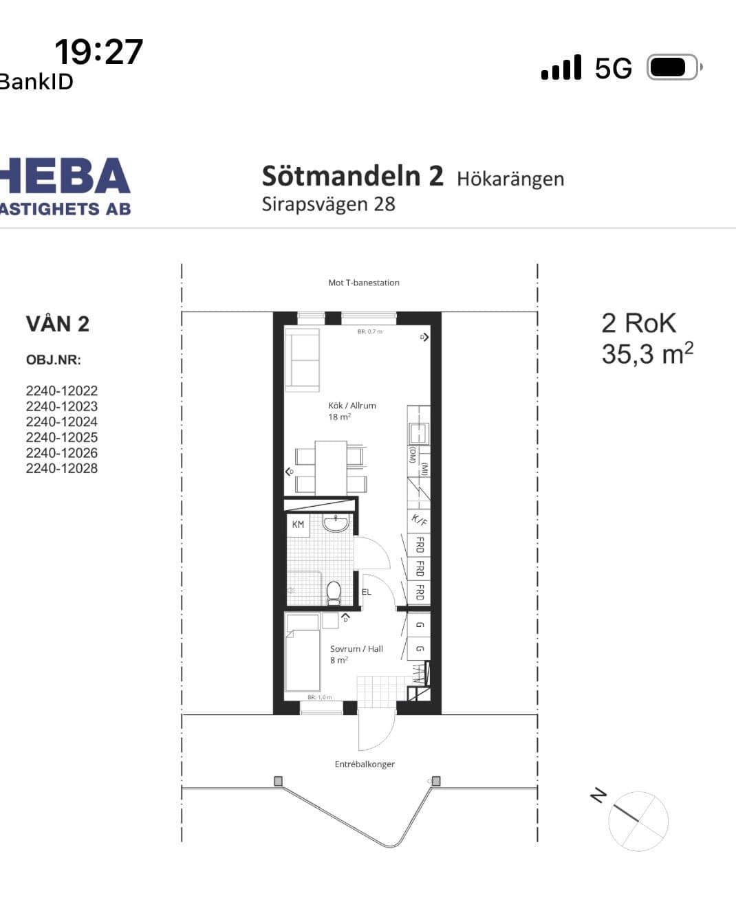 Lägenhet på Sirapsvägen i Farsta