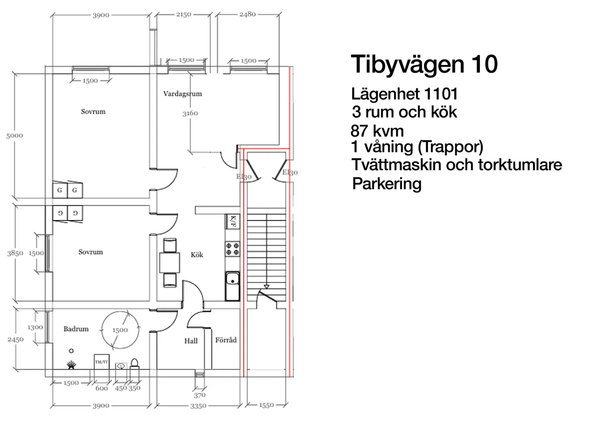 Lägenhet på Tibyvägen i Örbyhus
